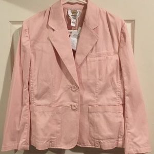 Talbots Pink & White Railroad Stripe Blazer Jacket NWT